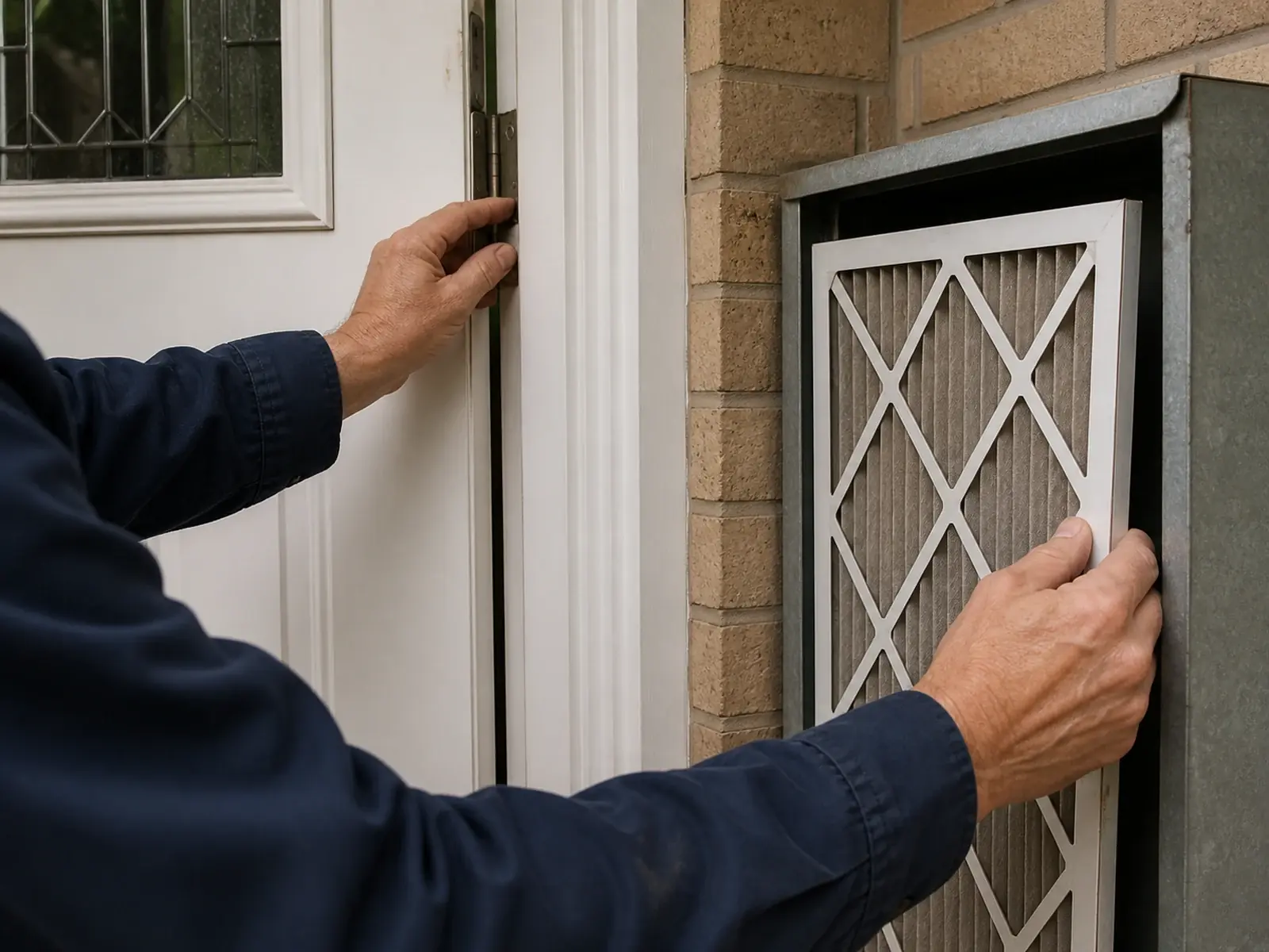 Careful preventive inspection of residential entry hardware and an air-filter location.